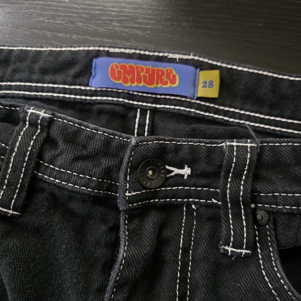 Empyre Black Denim Jeans with White Stitching
